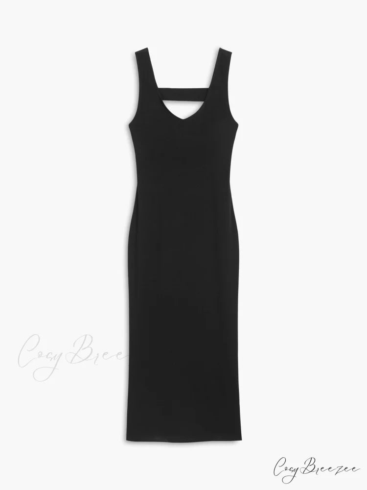 Back Cutout Graceful Knit Midi Dress