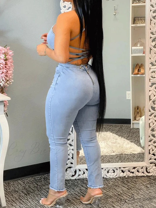 Back Embroidered Graceful Baggy Boyfriend Jeans