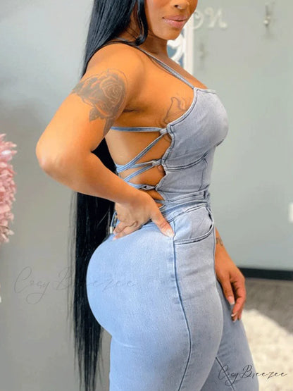 Back Embroidered Graceful Baggy Boyfriend Jeans