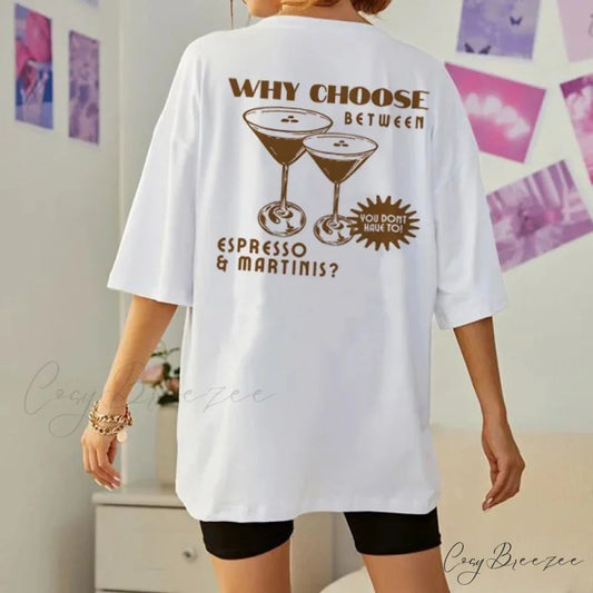 Back Print Stylish Espresso Martini T-Shirt