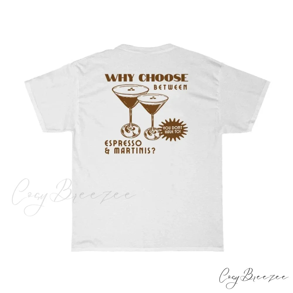 Back Print Stylish Espresso Martini T-Shirt WHITE / XL