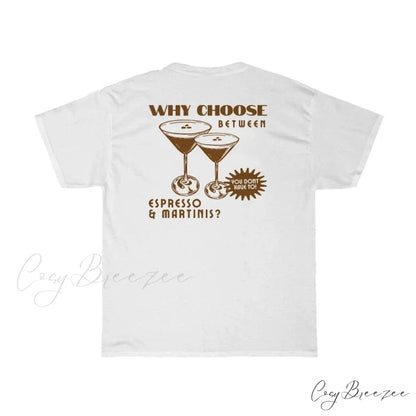 Back Print Stylish Espresso Martini T-Shirt WHITE / XL