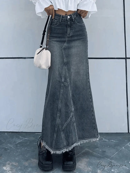 Back Slit Graceful Bodycon Maxi Dress Blue / S