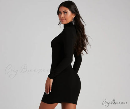 Back To Basics Charming Turtleneck Mini Dress