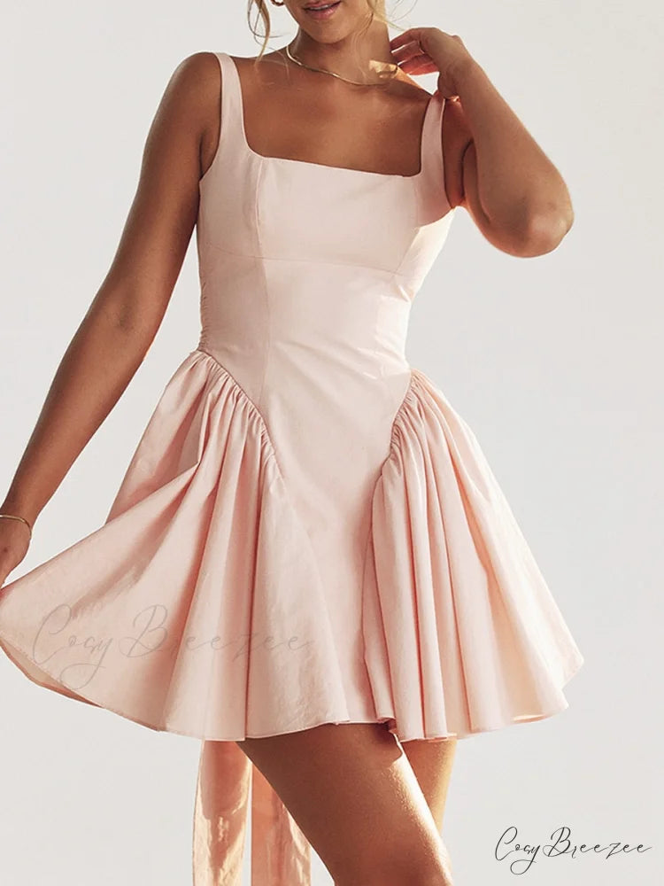 Backless Bow Stylish Mini Dress
