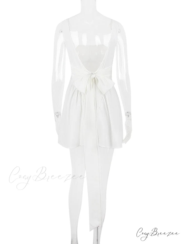 Backless Bow Stylish Mini Dress