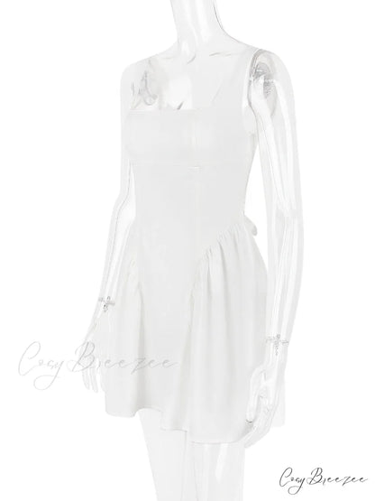 Backless Bow Stylish Mini Dress Pink / L