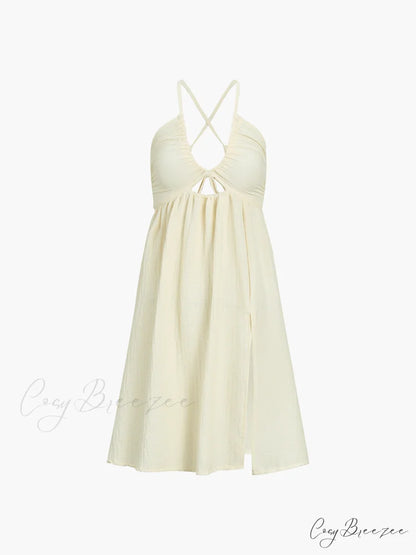 Backless Criss Cross Trendy Split Midi Dress