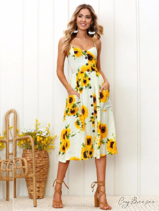 Backless Flowered Women Dot Polka - Sexy Bohemian Female Striped Gown Dress S / WHITE