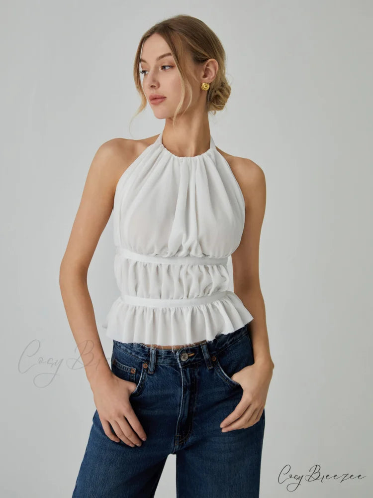 Backless Halter Graceful Tank Top