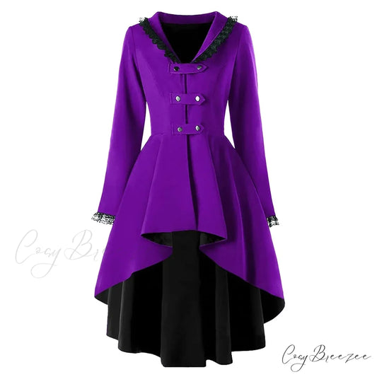 Backless Hanging Neck High-Waisted Dot Split Sleeveless Maxi Dress Purple / S