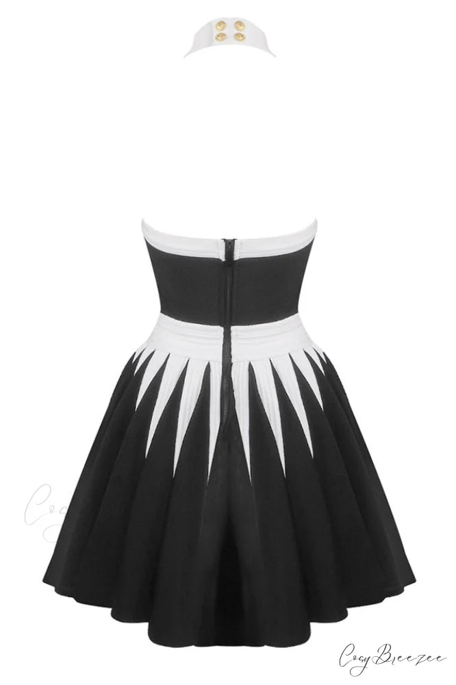 Backless Knit Dress Charming With Rose Detail