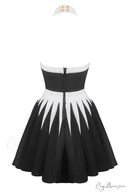 Backless Knit Dress Charming With Rose Detail