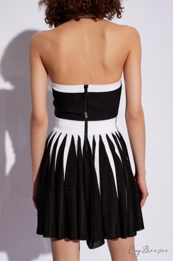 Backless Knit Dress Charming With Rose Detail
