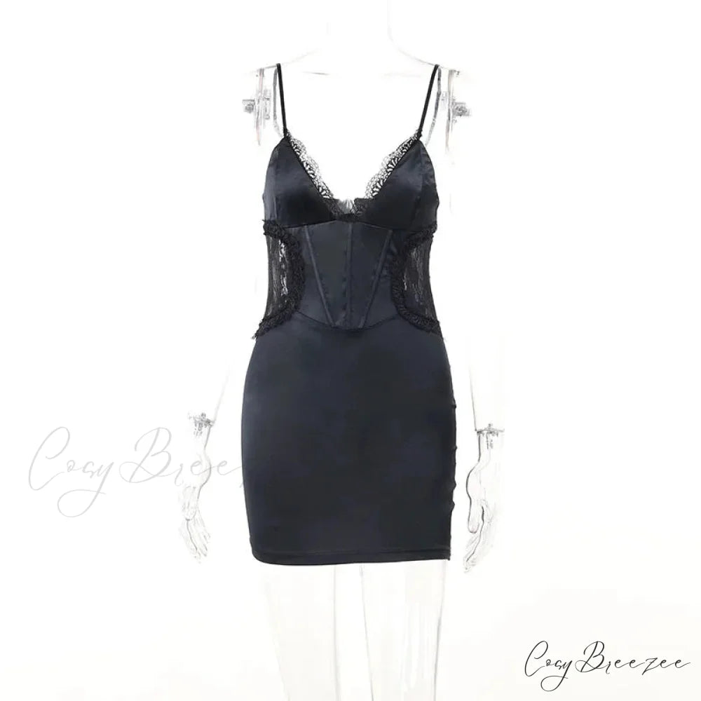 Backless Lace Detailing Club Mini Dress