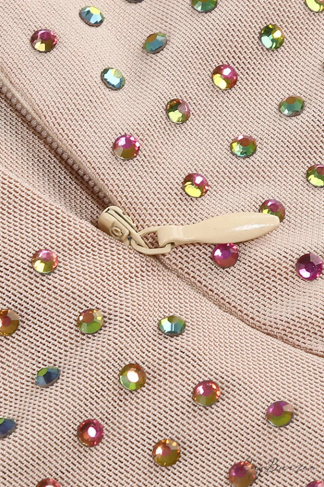 Backless Long Sleeve Charming Beading Mini Dress
