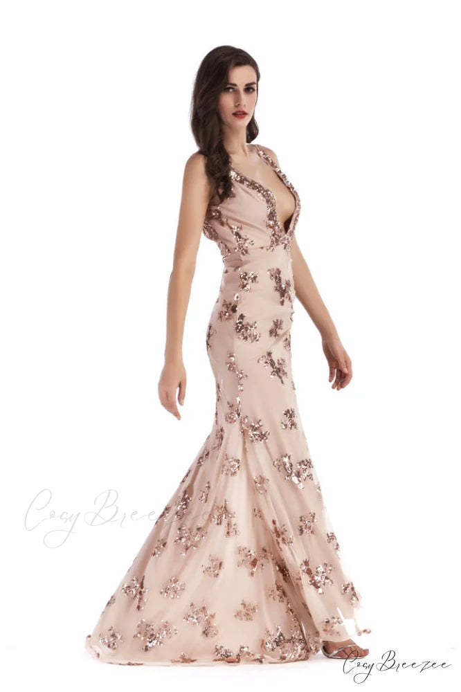 Backless Maxi Stylish Sequin Dress