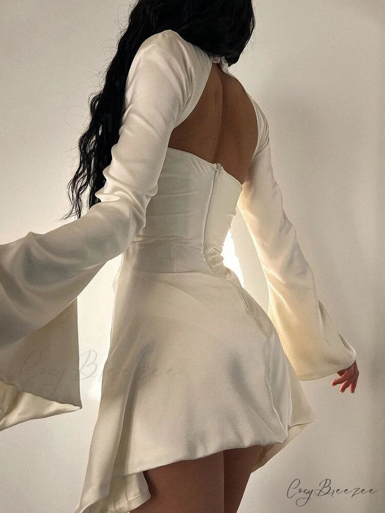 Backless Mini Lace Chest Wrapping Dress