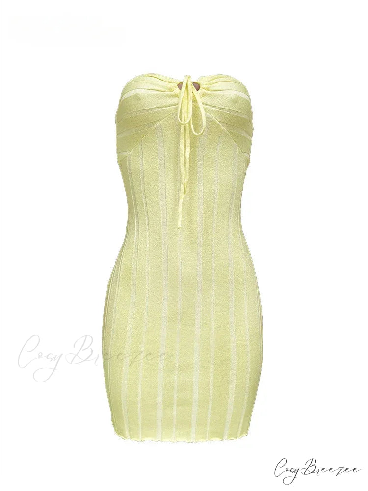 Backless Neck Sleeveless Knitted Mini Dress