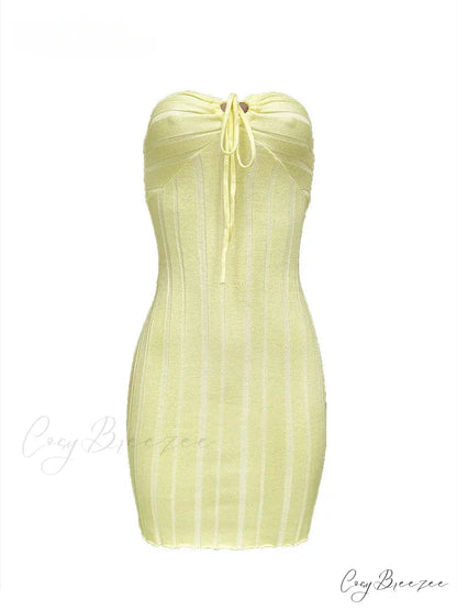 Backless Neck Sleeveless Knitted Mini Dress