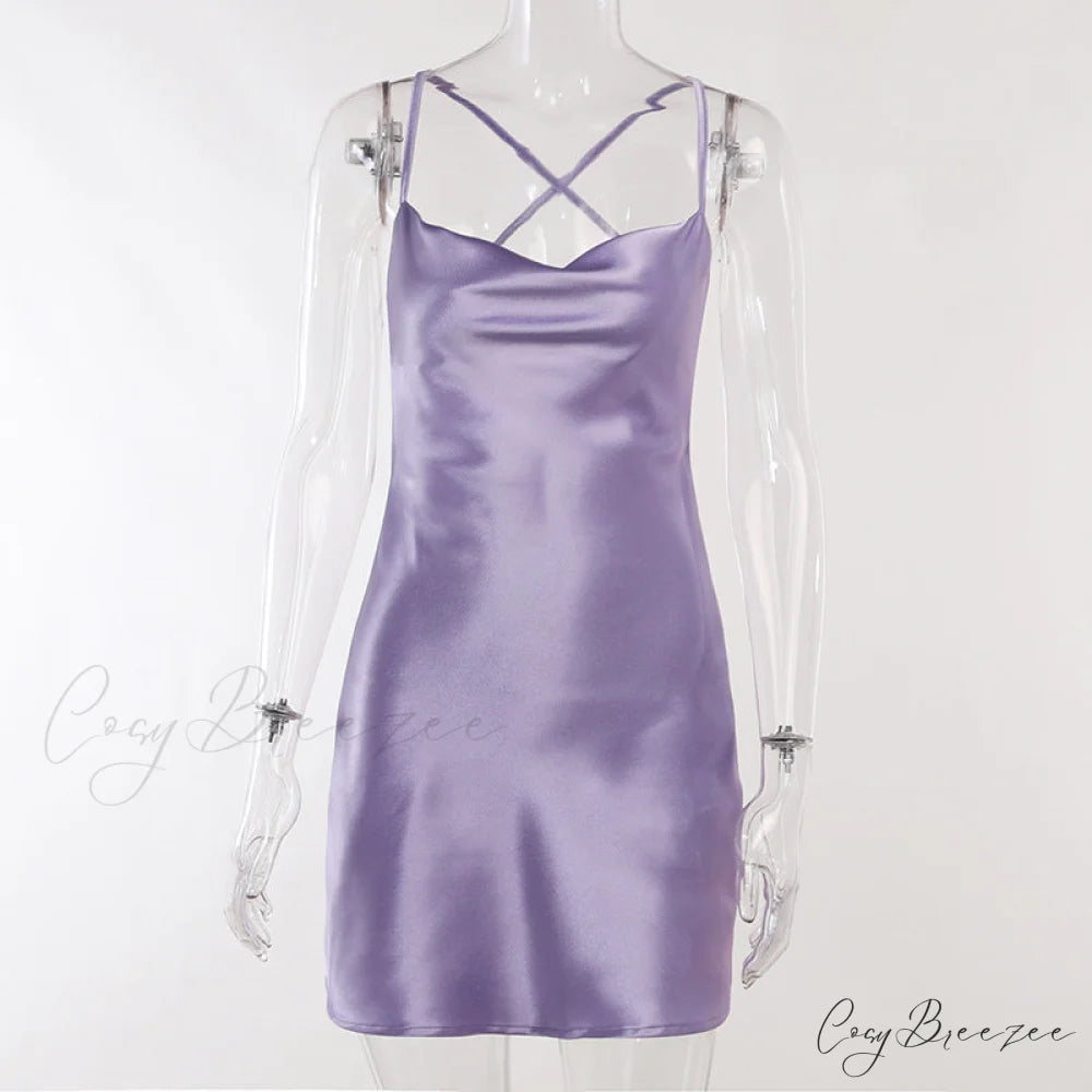 Backless Sexy Slim Dress M / Purple