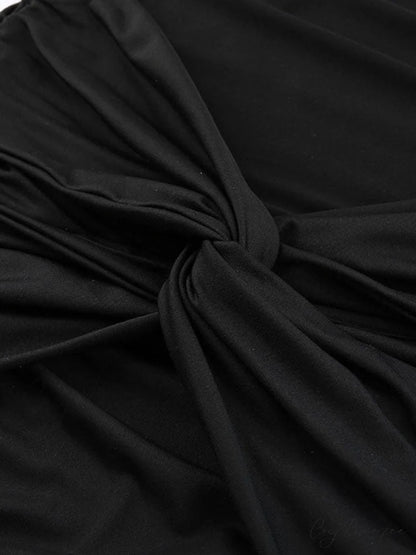 Backless Split One Trendy Shoulder Ribbed Maxi Dress