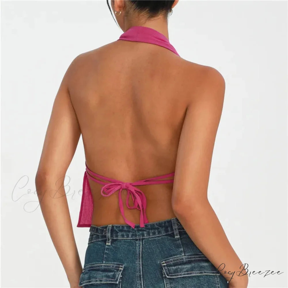 Backless Tie Front Crop Top croptop-250223