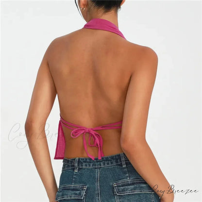 Backless Tie Front Crop Top croptop-250223