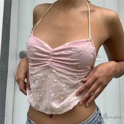 Backless Tie-Up Halter Crop Top croptop-250223