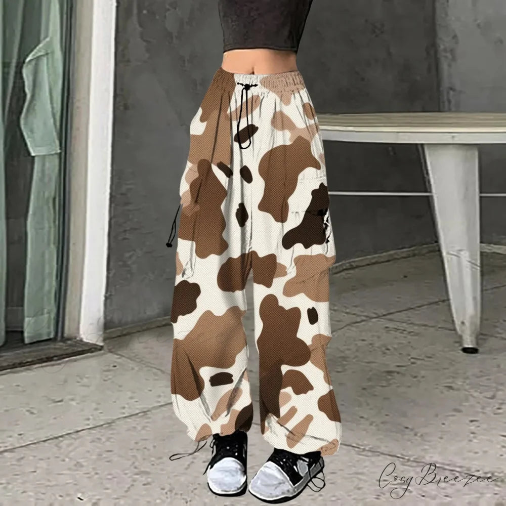 Baggy Camo Print Hip Hop Pants Khaki / S pants-241228