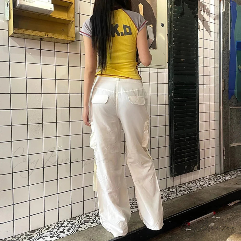 Baggy Cargo Drawstring Wide Leg Pants pants-241228