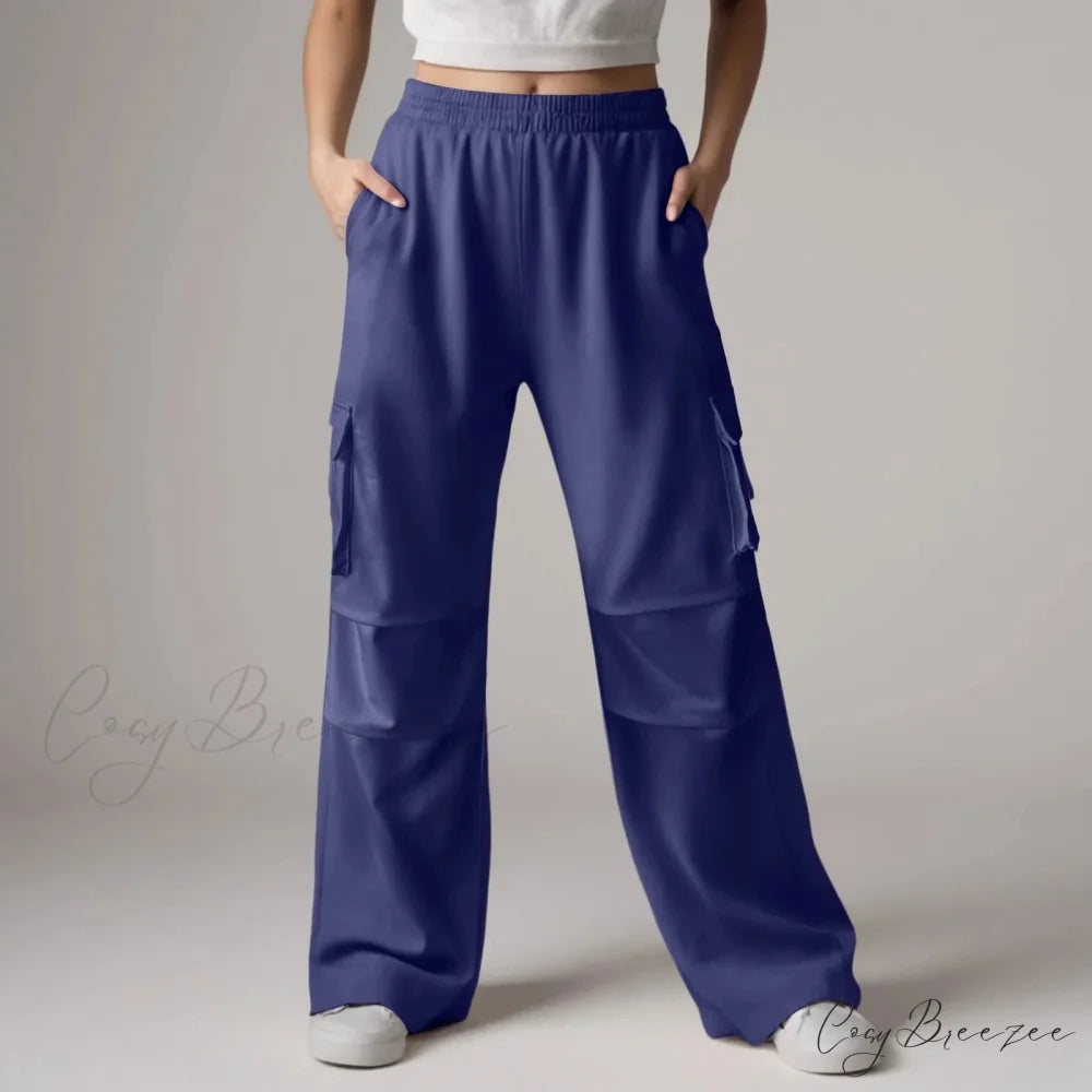 Baggy Cargo Sweatpants with Pockets Pants Blue / S pants-241228