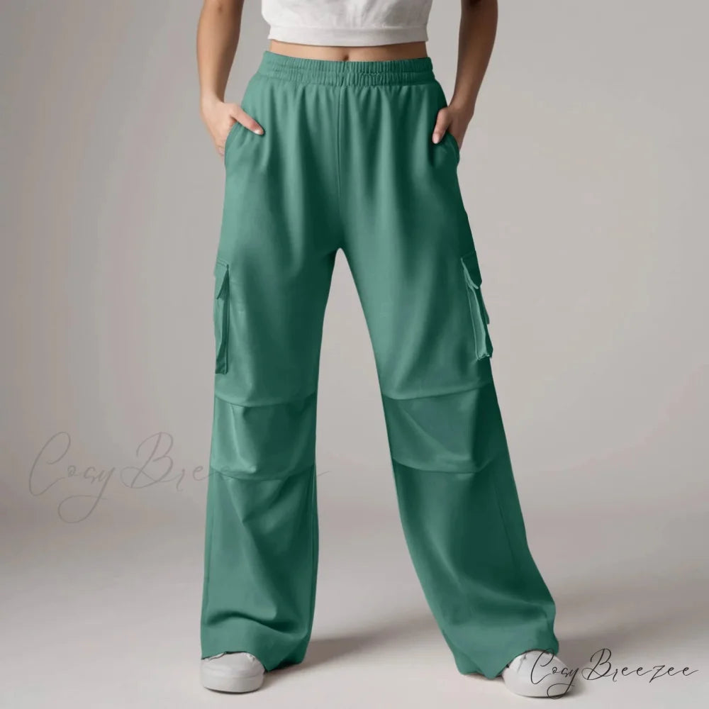 Baggy Cargo Sweatpants with Pockets Pants Green / S pants-241228