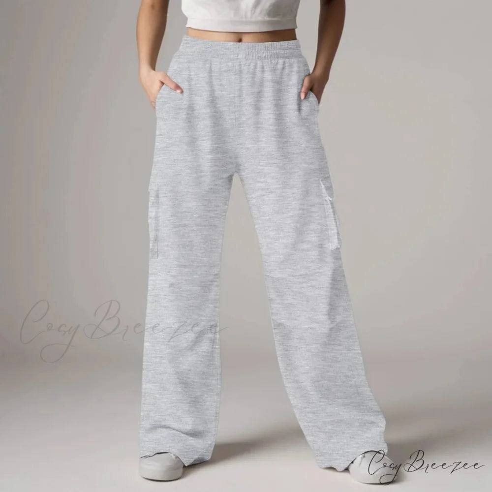 Baggy Cargo Sweatpants with Pockets Pants Light Gray / S pants-241228