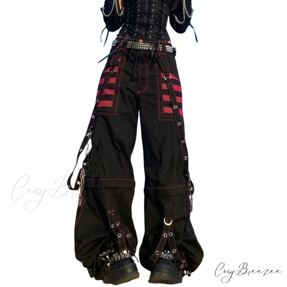 Baggy Dark Punk Streetwear Halloween Pants Black / S