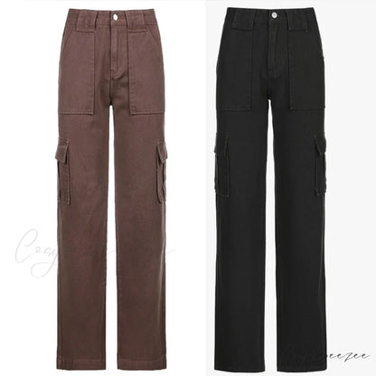 Baggy Jeans 90s Brown Women Vintage Streetwear