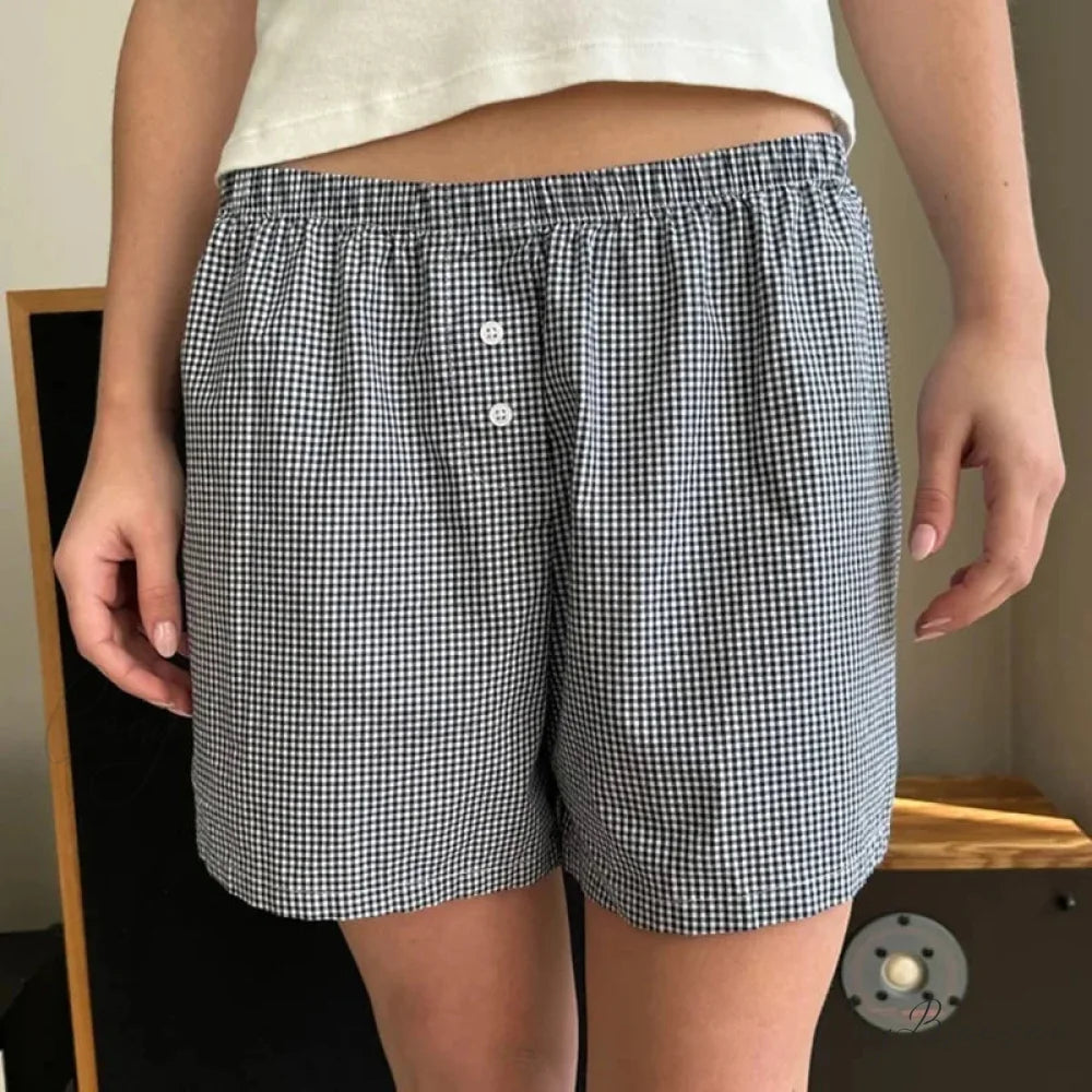Baggy Striped Vintage Lounge Shorts Black / S short-250223