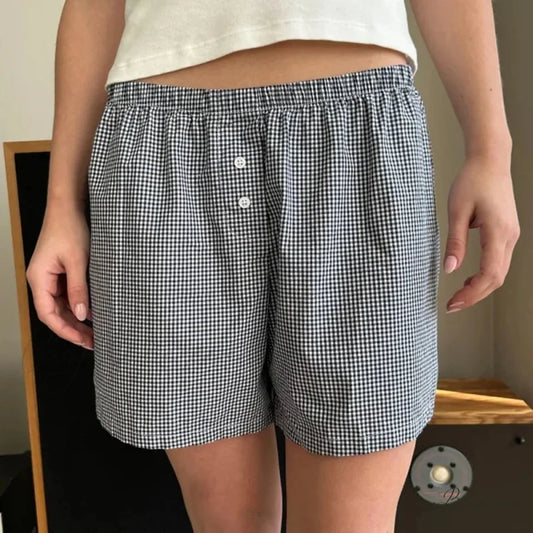 Baggy Striped Vintage Lounge Shorts Black / S short-250223