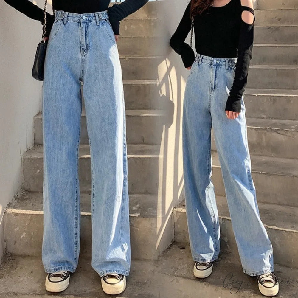 Baggy Waist Fashion - Mom Leg Wide Women’s High Jeans Pants - Denim Jeans