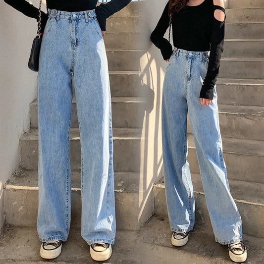 Baggy Waist Fashion - Mom Leg Wide Women’s High Jeans Pants - Denim Jeans