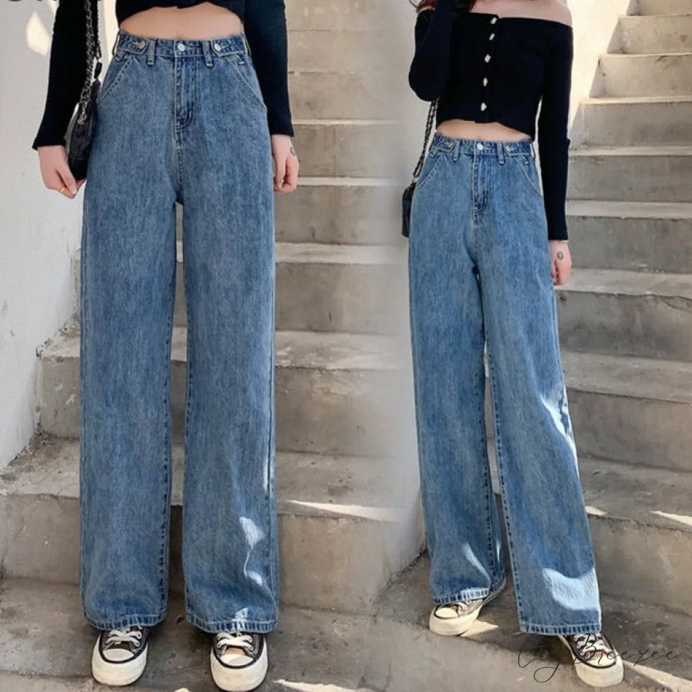Baggy Waist Fashion - Mom Leg Wide Women’s High Jeans Pants - Denim Jeans