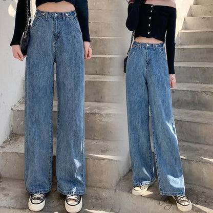 Baggy Waist Fashion - Mom Leg Wide Women’s High Jeans Pants - Denim Jeans