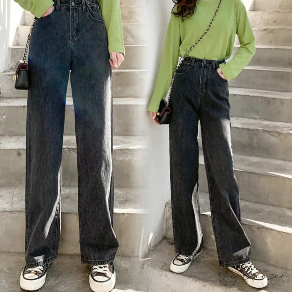 Baggy Waist Fashion - Mom Leg Wide Women’s High Jeans Pants - Denim Jeans