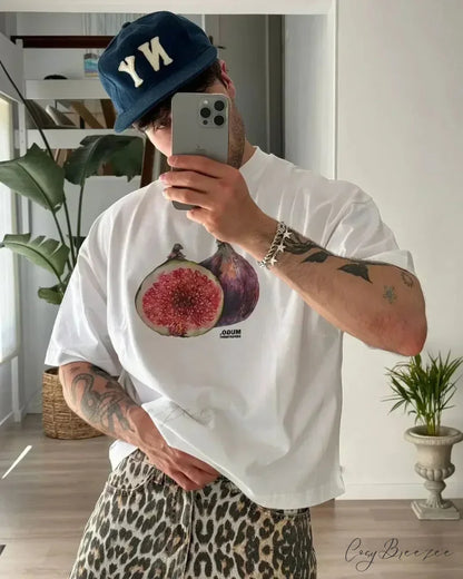 Baggy Y2K Summer Fish Print Tee white2 / S t-shirt-250223