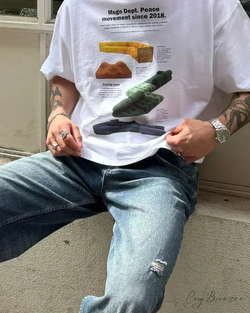 Baggy Y2K Summer Fish Print Tee white4 / S t-shirt-250223