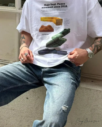 Baggy Y2K Summer Fish Print Tee white4 / S t-shirt-250223