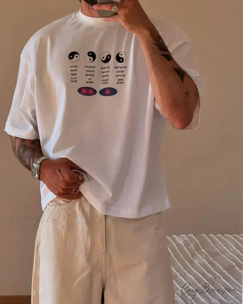 Baggy Y2K Summer Fish Print Tee white8 / S t-shirt-250223