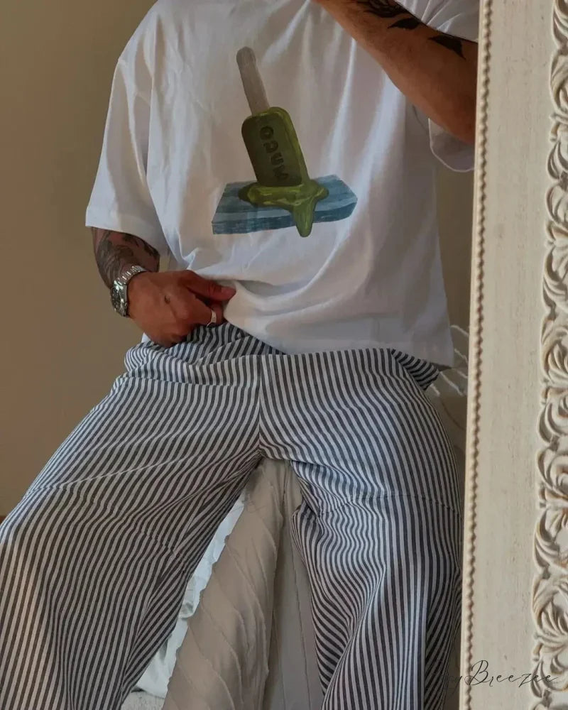 Baggy Y2K Summer Fish Print Tee white9 / S t-shirt-250223