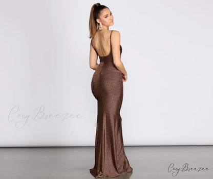 Bali Lurex Deep Charming V Ruched Dress