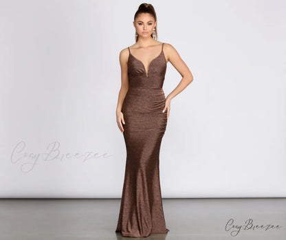 Bali Lurex Deep Charming V Ruched Dress